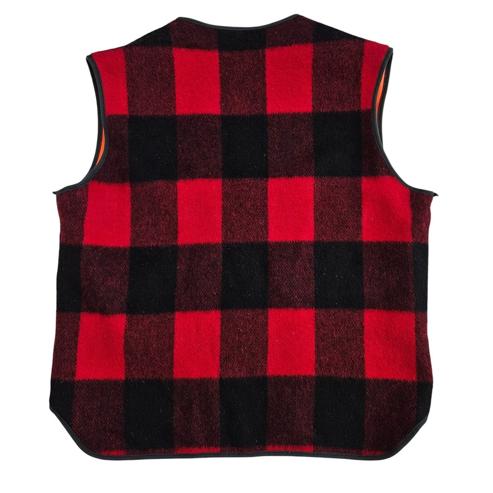 Woolrich (Mens Large) Buffalo‎ Plaid Red Vest Hunting Wool Flannel Hunter Orange View 6